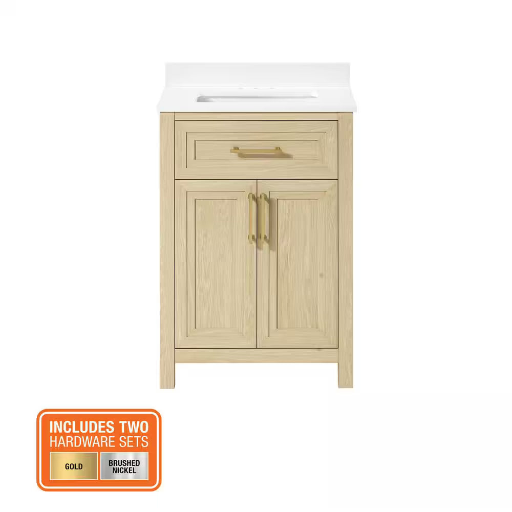 Beaufort 24" Bathroom Vanity, Birch, White Top
