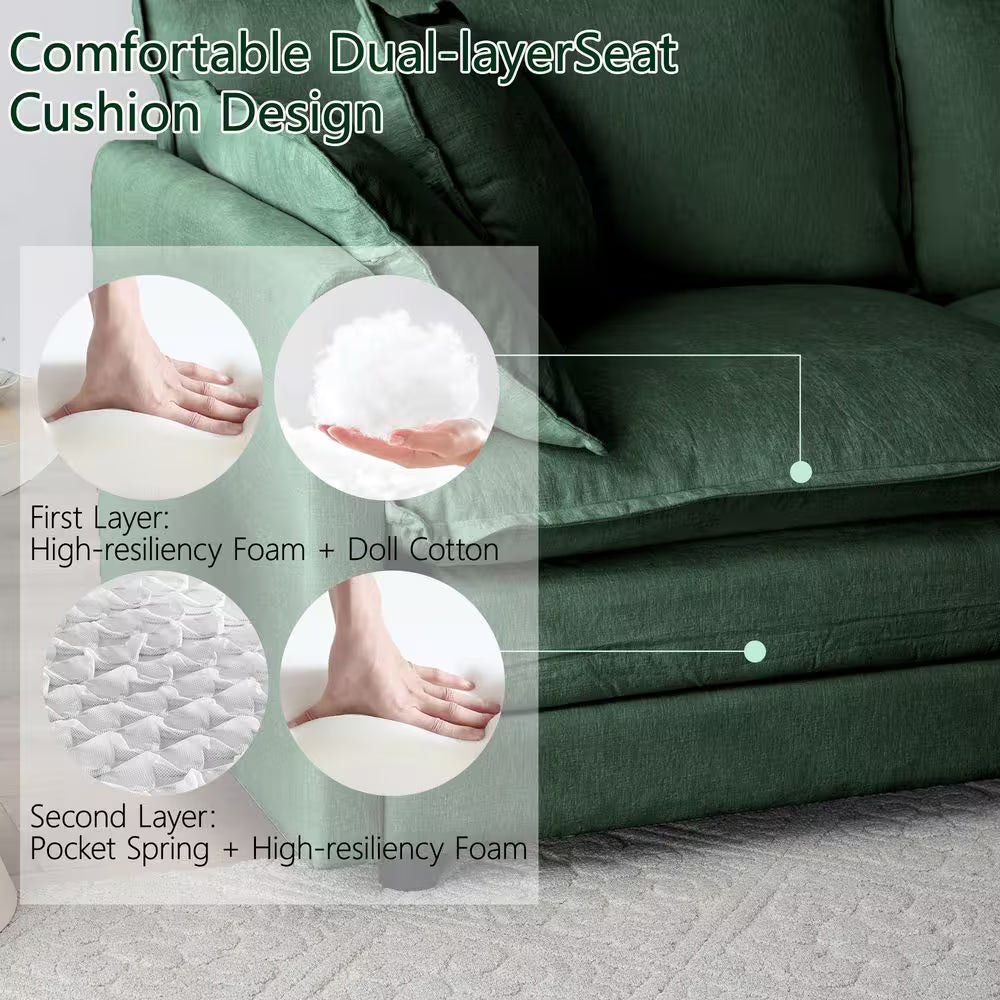 Homy Casa HEAT 41.4 in. Sectional, Hunter Green