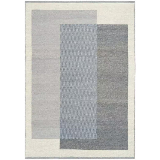 Copenhagen Ivory Blue 8 ft. x 10 ft. Flatwoven Wool Geometric Area Rug