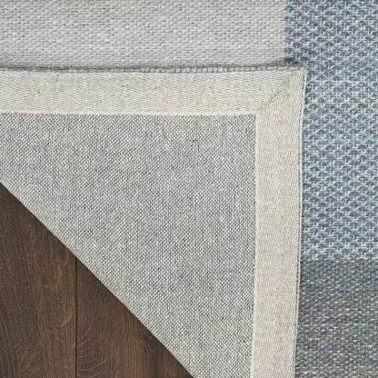 Copenhagen Ivory Blue 8 ft. x 10 ft. Flatwoven Wool Geometric Area Rug