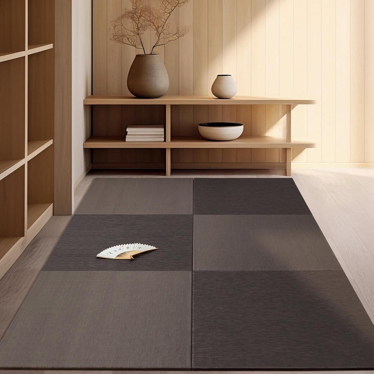 Japanese Tatami Mat, PVC Patchwork Tatami Floor Mats, 96" x 64"