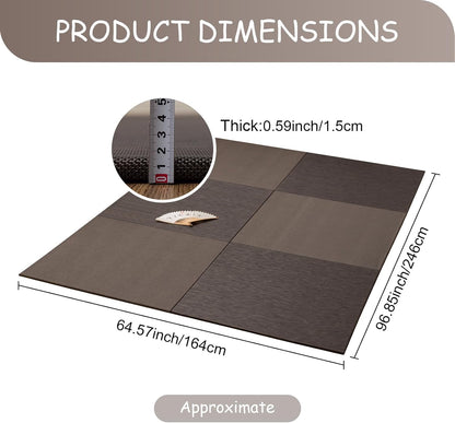 Japanese Tatami Mat, PVC Patchwork Tatami Floor Mats, 96" x 64"