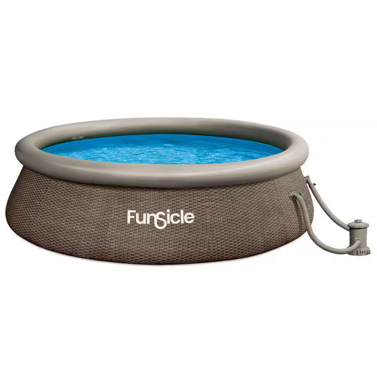 NEW Funsicle QuickSet Ring Top Designer 12 ft. Round 36 in. Deep Inflatable Pool, Brown Basketweave