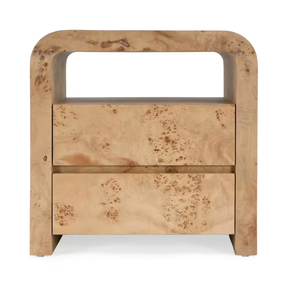 Cora Light Brown 2-Drawer Nightstand 26W
