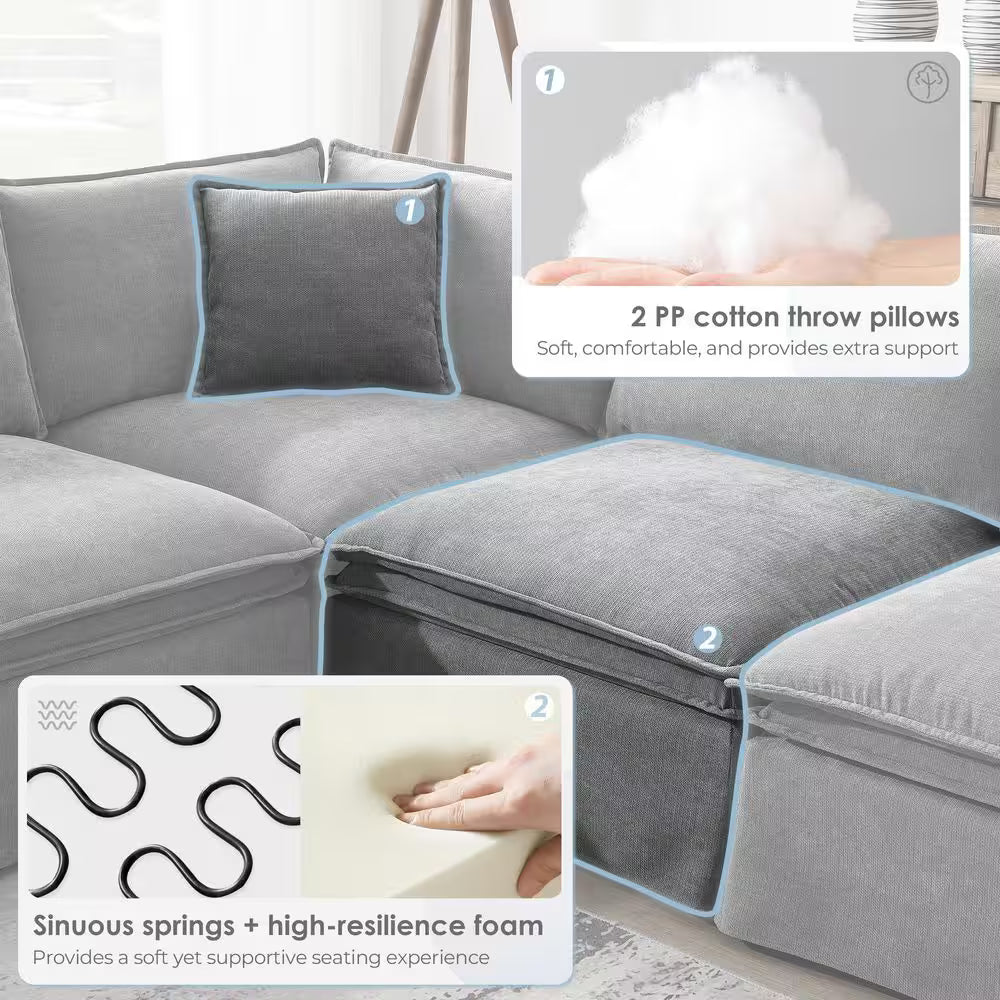 Harper & Bright 125.5 in. 6-Piece Sectional Sofa