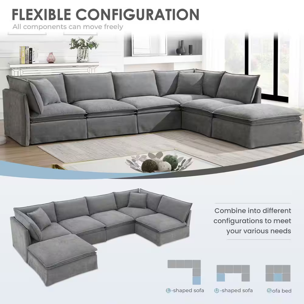 Harper & Bright 125.5 in. 6-Piece Sectional Sofa