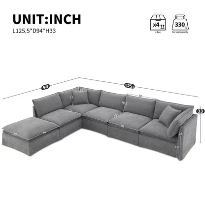 Harper & Bright 125.5 in. 6-Piece Sectional Sofa