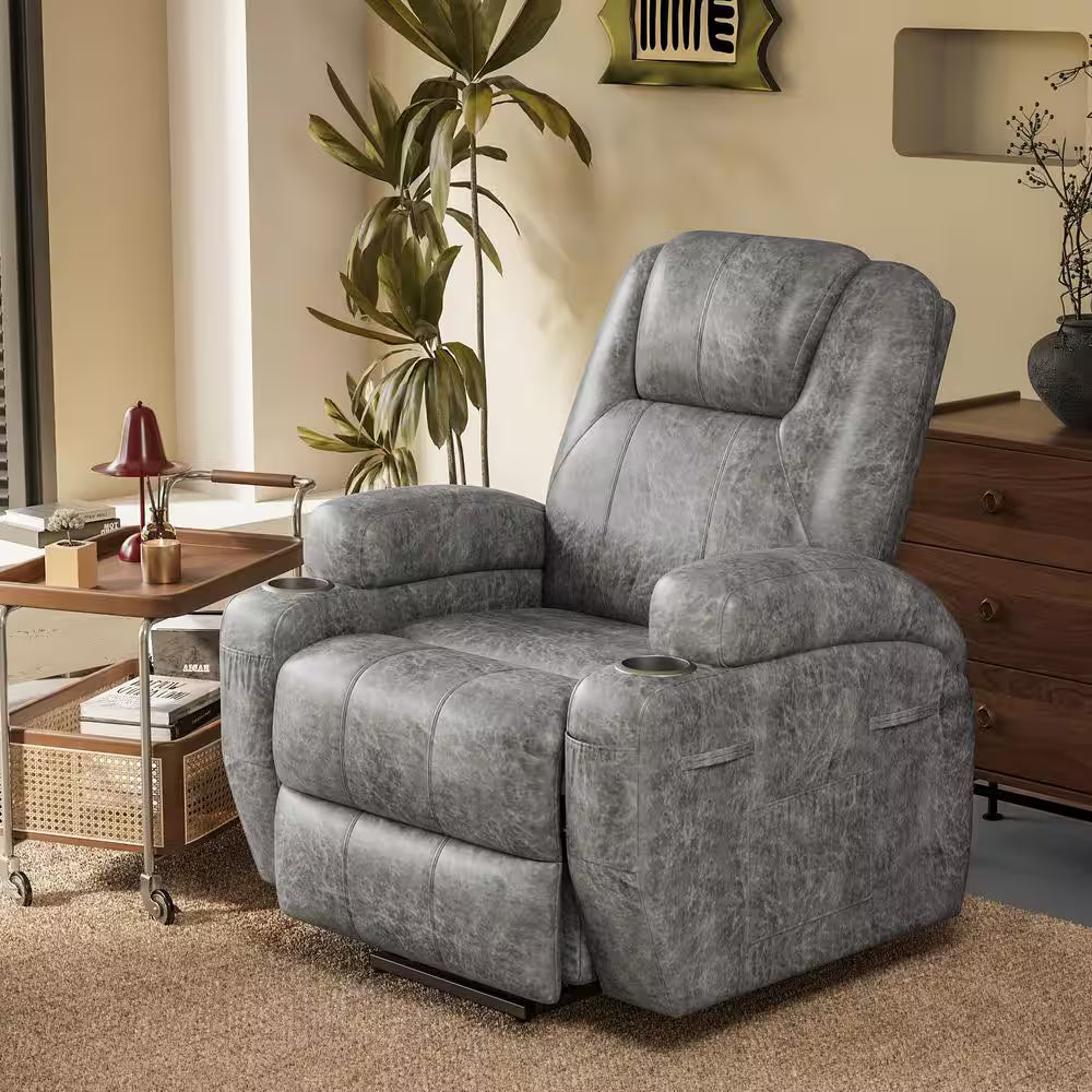 Power Lift Recliner Chair (Leathaire) Grey