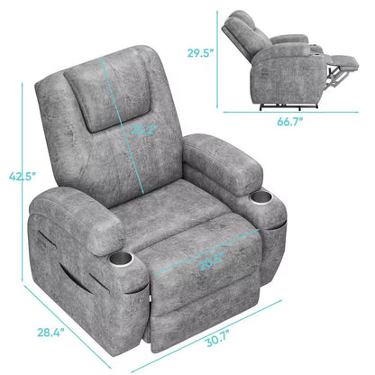 Power Lift Recliner Chair (Leathaire) Grey