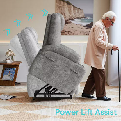 Power Lift Recliner Chair (Leathaire) Grey