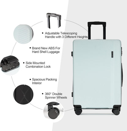 Luggage Sets 2 Piece,Hardshell Luggage Sets with Spinner Wheels,Suitcases with Wheels,Light Blue, OD-Z2020