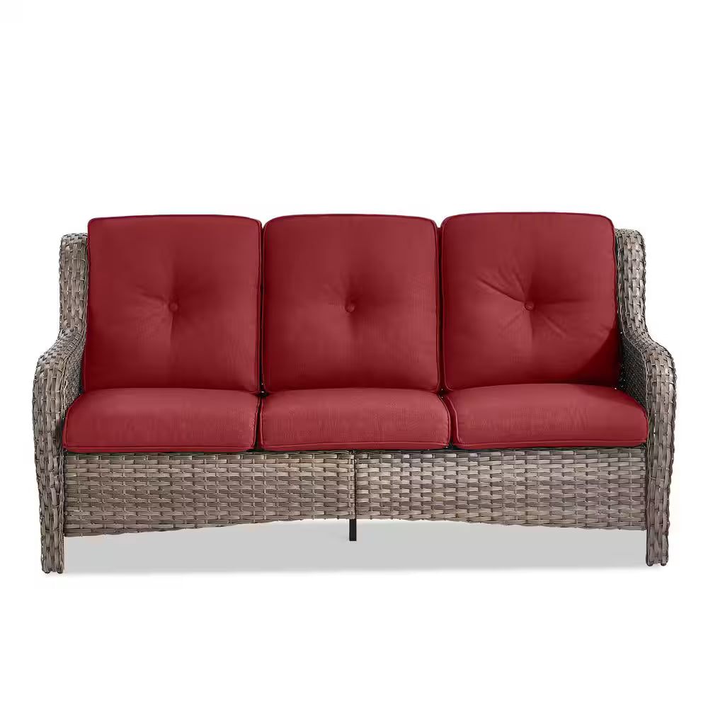 Arcline 3-Seat Gray PE Wicker Outdoor Couch