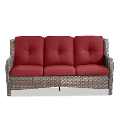 Arcline 3-Seat Gray PE Wicker Outdoor Couch