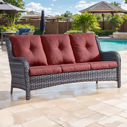 Arcline 3-Seat Gray PE Wicker Outdoor Couch
