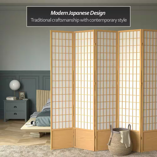 7 ft. Natural 8-Panel Room Divider