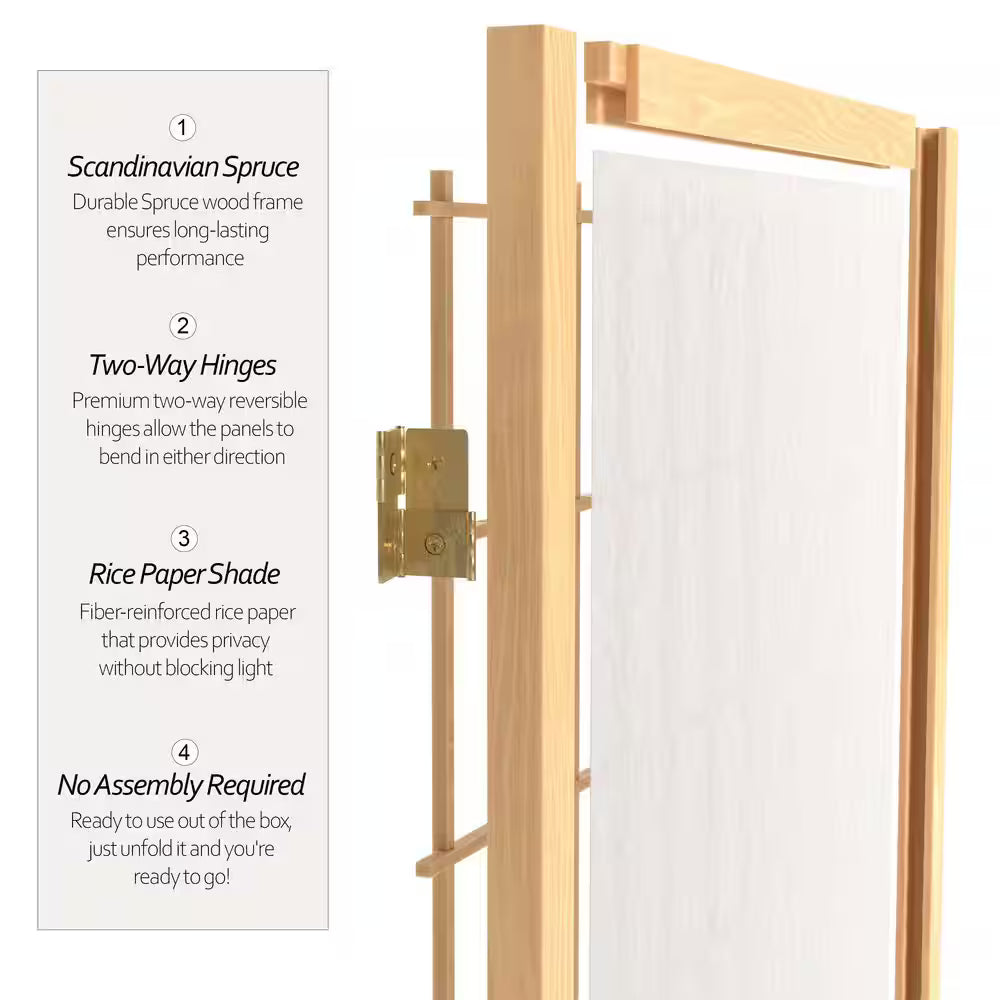 7 ft. Natural 8-Panel Room Divider