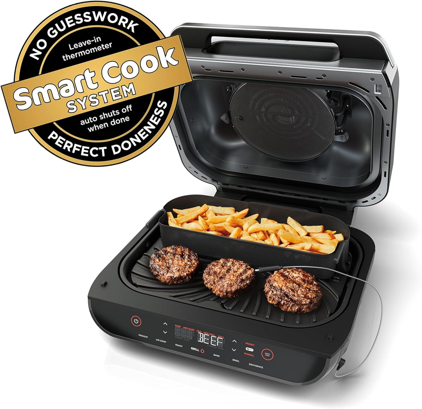 Ninja Indoor Grill, Foodi Smart XL 6-in-1 Indoor Grill with Air Fry, Roast, Bake, Broil & Dehydrate