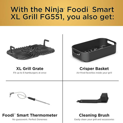 Ninja Indoor Grill, Foodi Smart XL 6-in-1 Indoor Grill with Air Fry, Roast, Bake, Broil & Dehydrate