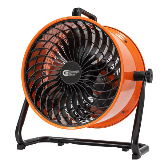 Commercial Electric 16 in. 3-Speed Floor Fan in Orange High Velocity Turbo