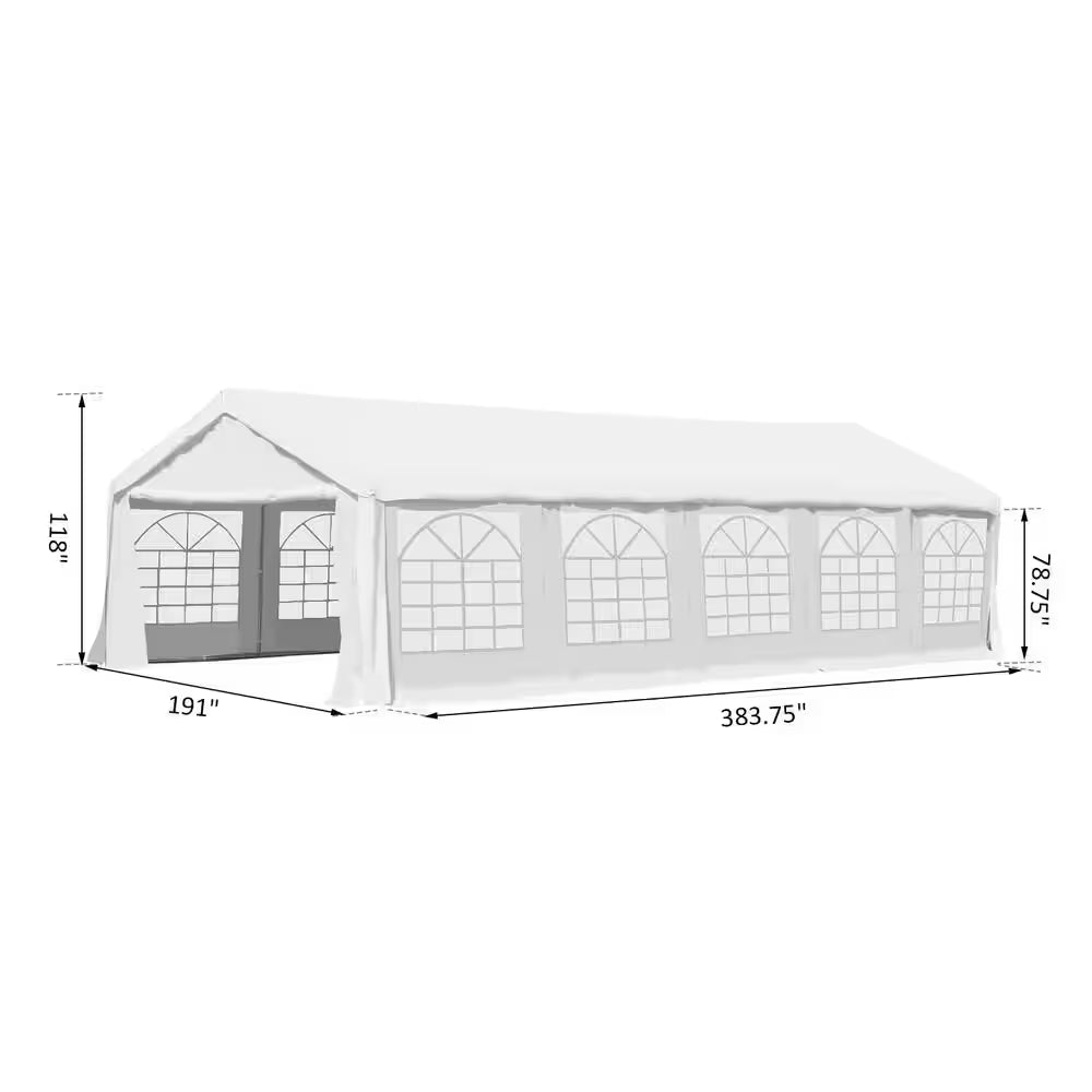 16x32x9.2 White Carport Canopy with Sides