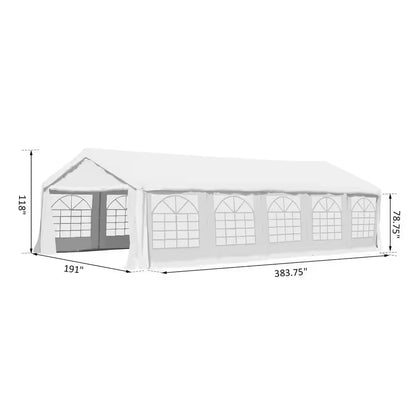 16x32x9.2 White Carport Canopy with Sides