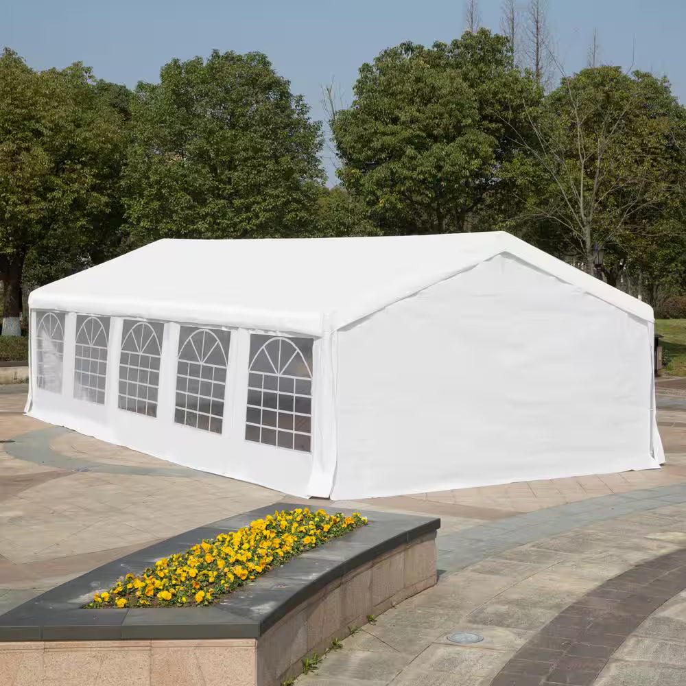 16x32x9.2 White Carport Canopy with Sides