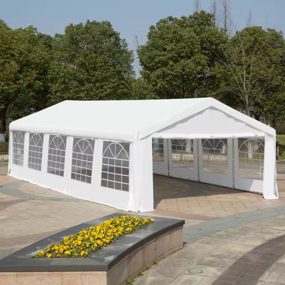 16x32x9.2 White Carport Canopy with Sides