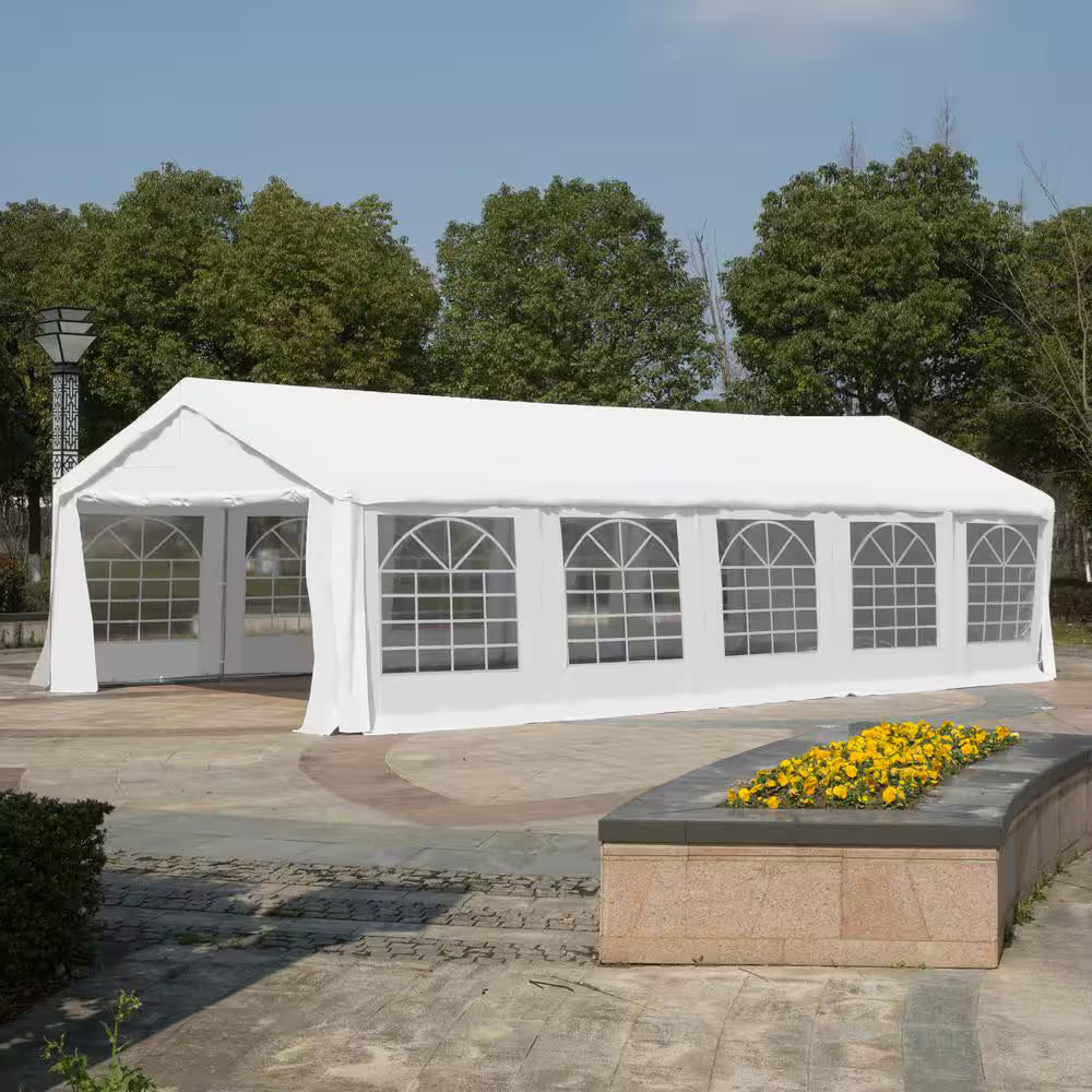 16x32x9.2 White Carport Canopy with Sides