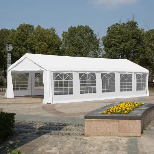 16x32x9.2 White Carport Canopy with Sides