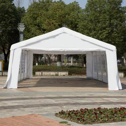 16x32x9.2 White Carport Canopy with Sides