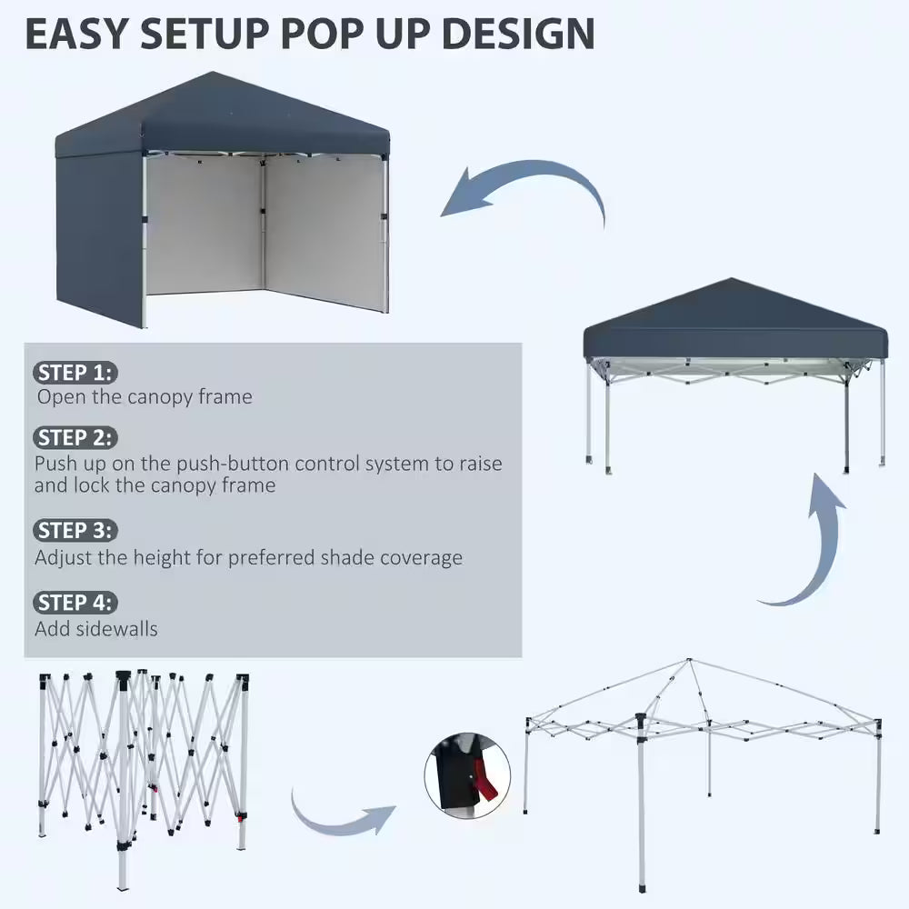 10 ft. x 10 ft. Pop Up Navy Blue Canopy Tent