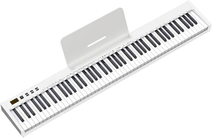 NikoMaku Piano Keyboard 88 Keys Semi-weighted Compact Portable Digital Piano Set for Beginners with Stand, Carrying Case, Sustain Pedal, Headphones, SWAN-S White