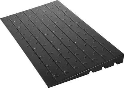 VEVOR Rubber Threshold Ramp, 4" Rise Threshold Ramp Doorway, 3 Channels Cord Cover Rubber Solid Threshold Ramp, Rubber Angled Entry Rated 2200 Lbs Load Capacity for Wheelchair and Scooter Black