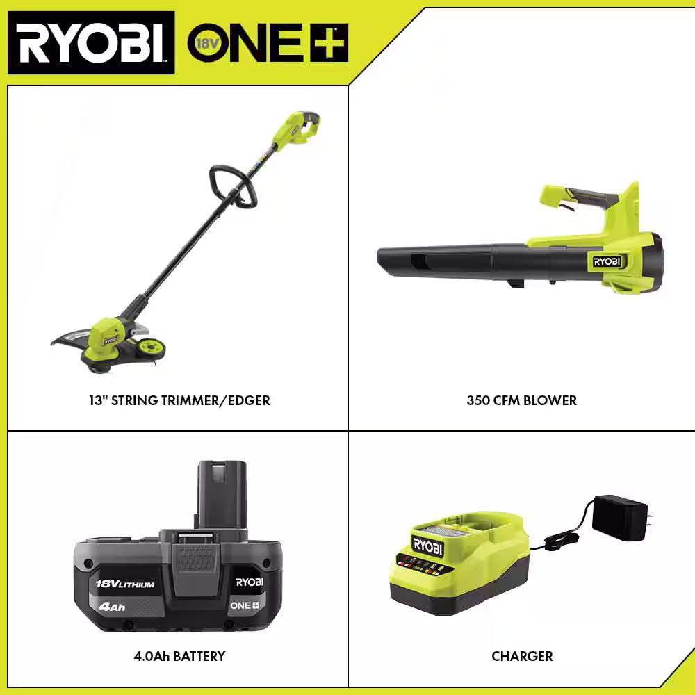 RYOBI ONE+ 18V Trimmer/Edger & Blower Kit