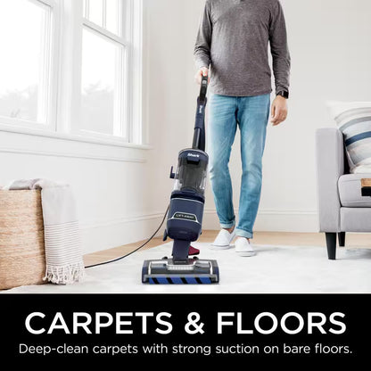 Shark Performance Duoclean Powerfins Lift-Away Bagless Corded HEPA Upright Vacuum Cleaner for All Floors and Carpet in Blue