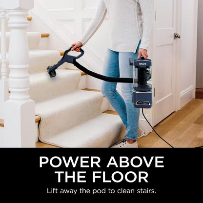 Shark Performance Duoclean Powerfins Lift-Away Bagless Corded HEPA Upright Vacuum Cleaner for All Floors and Carpet in Blue