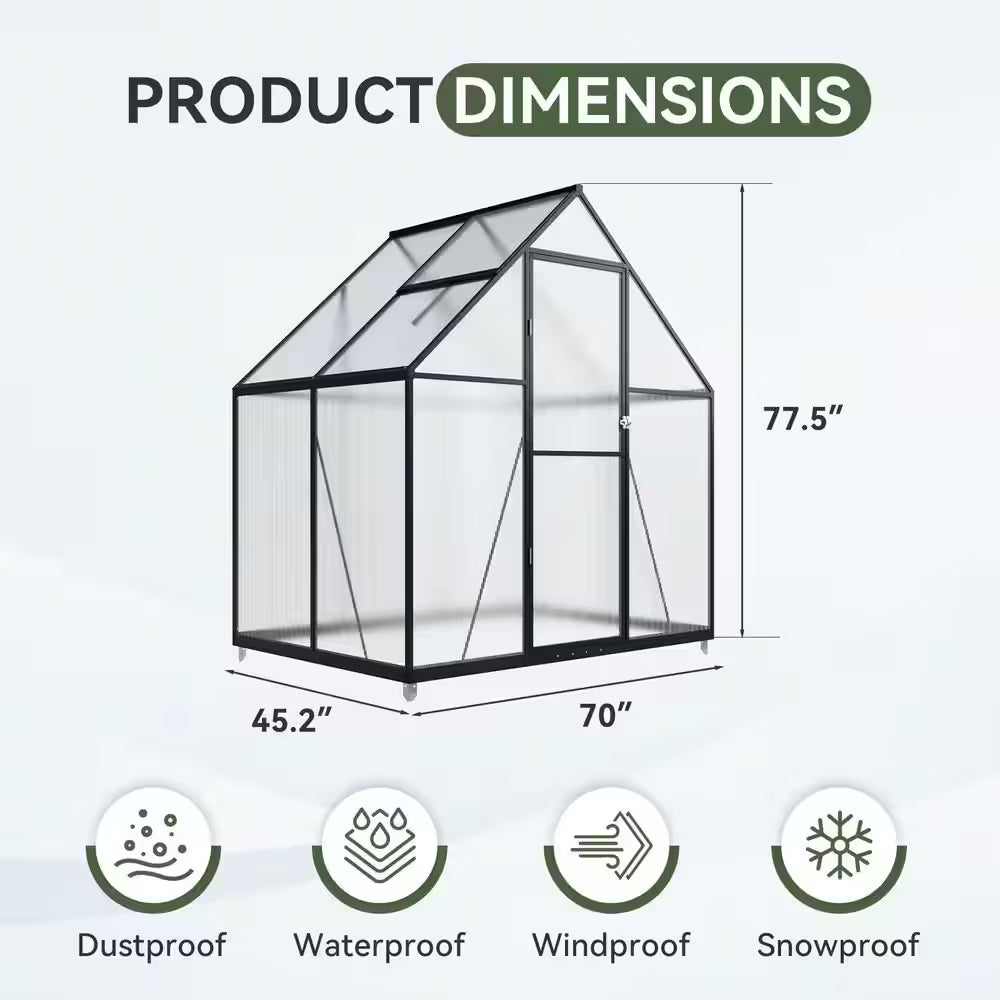 Sizzim 6 ft W x 4 ft D x 6.5 ft H Greenhouse