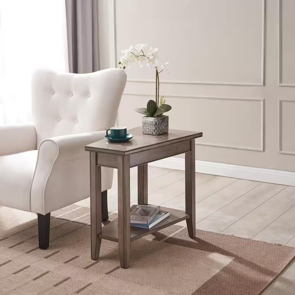 Laurent 17 Smoke Gray Wood End Table with Shelf