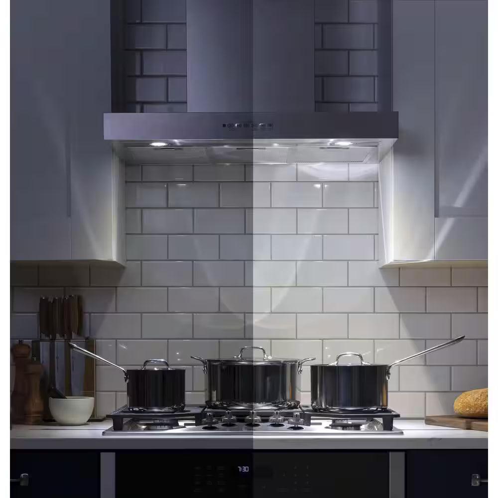 GE Profile 30 in. Wall Mount Range Hood with LED Light in Stainless Steel