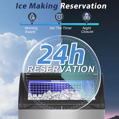 19.5 in. 360 lb/24h Half Size Cube Commercial Freestanding Ice Maker In Stainless Steel