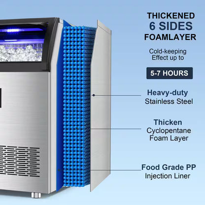 19.5 in. 360 lb/24h Half Size Cube Commercial Freestanding Ice Maker In Stainless Steel