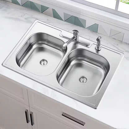 Glacier Bay 33 in. Drop-In Double Bowl Sink