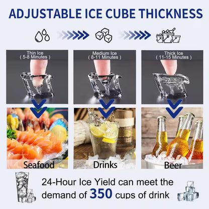 14.2in.Commercial Ice Maker 120 lb./24 H Stainless Steel Freestanding Ice Maker Machine with Full Cube Production