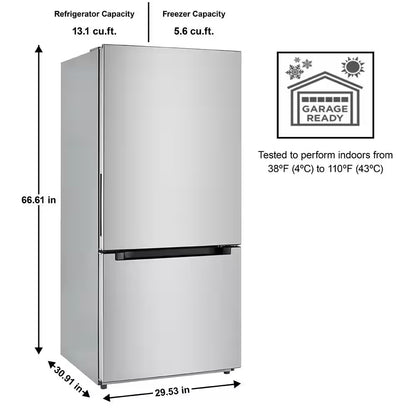 Vissani 18.7 cu. ft. Bottom Freezer Refrigerator in Stainless Steel