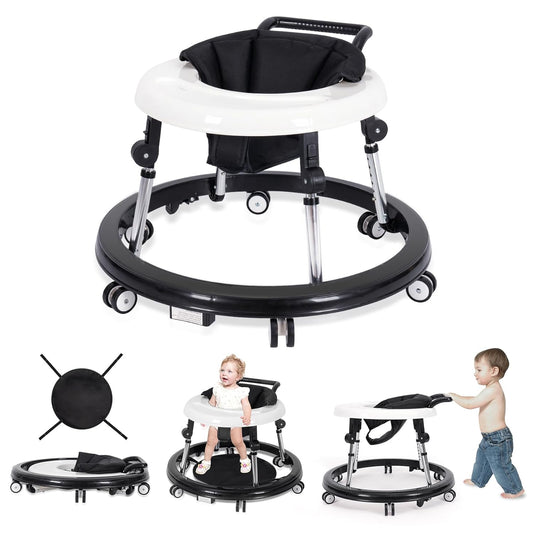 Baby Walker Foldable with 9 Adjustable Heights, Baby Walkers and Activity Center for Boys Girls Babies 7-18