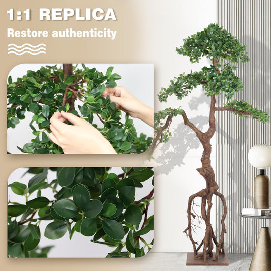 6ft Ficus Artificial Trees, 72" Tall Lifelike Faux Tree, Green Lush Fake Ficus Tree