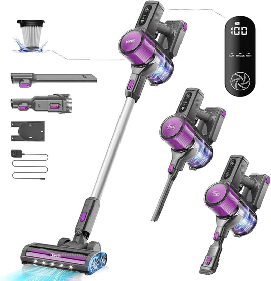 Gevi Cordless Vacuum Cleaners for Home, 400W 30KPA Stick Vacuum with Powerful Suction