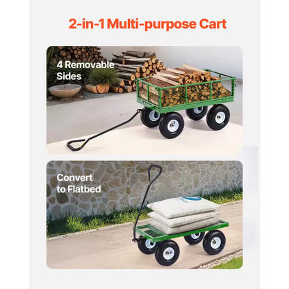 900 lbs. Steel Garden Cart on Wheels, Wagon