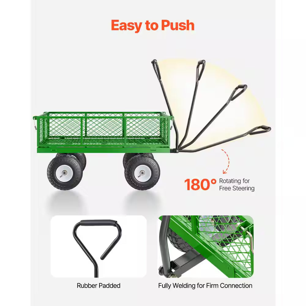 900 lbs. Steel Garden Cart on Wheels, Wagon