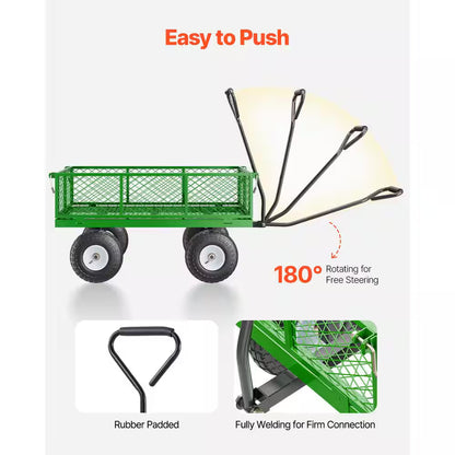 900 lbs. Steel Garden Cart on Wheels, Wagon